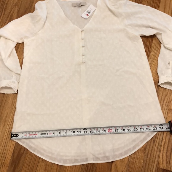 LOFT | clip dot v-neck peasant style blouse in whisper white, medium (maternity) - Picture 12 of 13